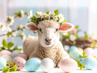 Osterlamm zwischen Deko